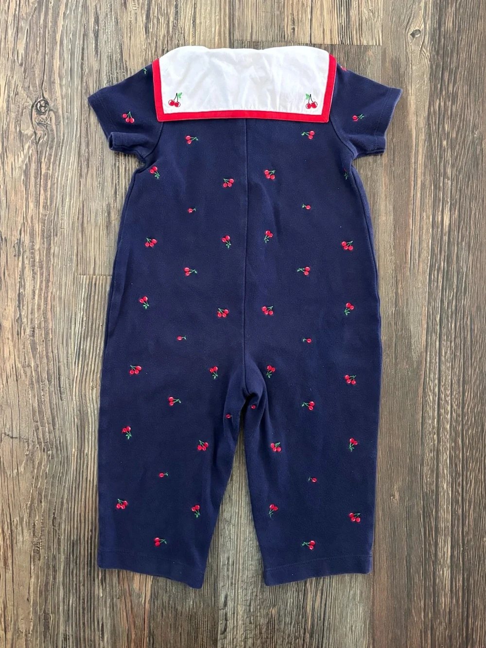 Y2K Gymboree Sailor Collar Cherry Romper Jumper 18-24 Months Blue Red White 2001